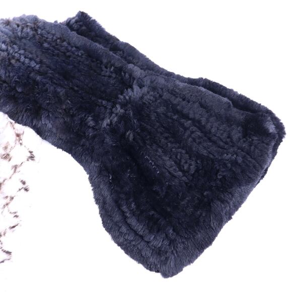 Rabbit Fur Scarf Flared and Printed White and Gray Ombre - Picture 3 of 3